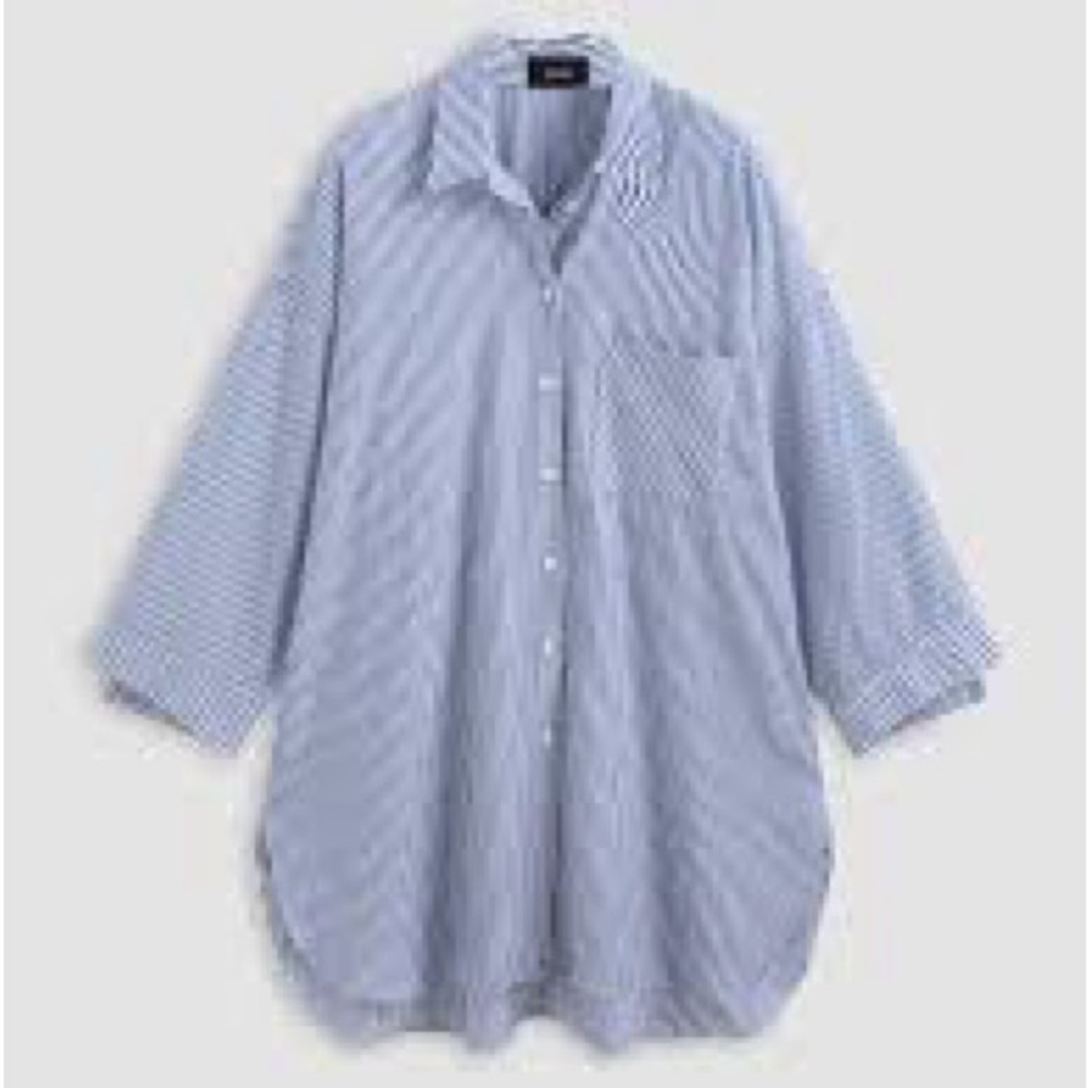Madewell Light Blue Striped Button Down Shirt women's button-up XS Oversized
